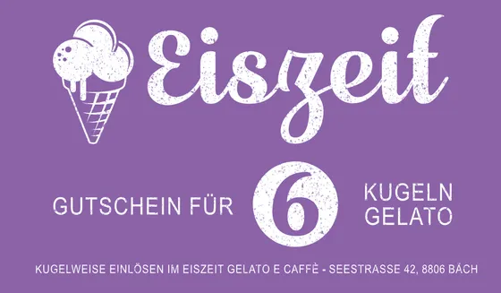 Eiszeit Gutschein für 6 Kugeln Gelato